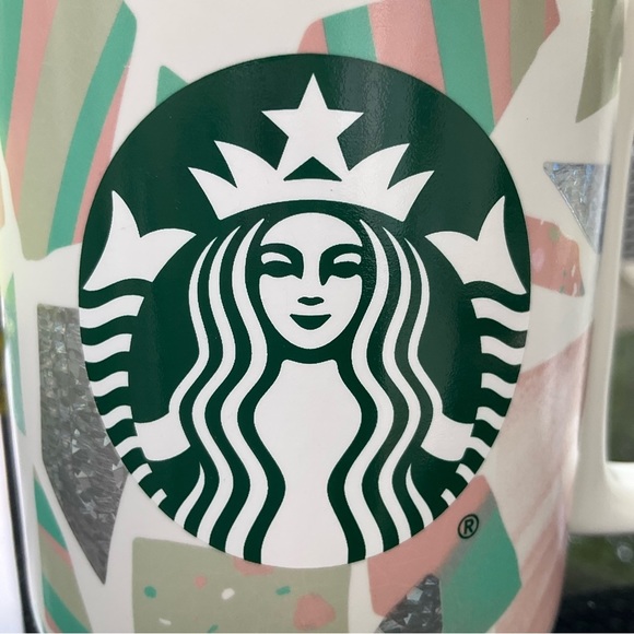 Starbucks 2019 Confetti Foil Geometric Pink Green Ceramic Coffee Mug 12oz - Picture 8 of 14
